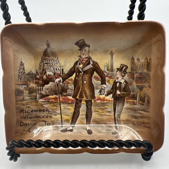 Charles Dickens Trinket Dish Brown 4" David Copperfield Micawber London British - Picture 5 of 16